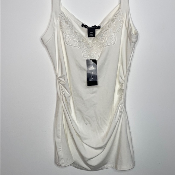 White House Black Market Tops - White House Black Market Ruched White Sleeveless Camisole